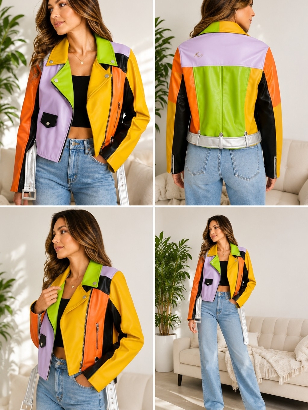 NASTY GAL Color Block Faux Leather Moto Jacket – NWT – Size 4